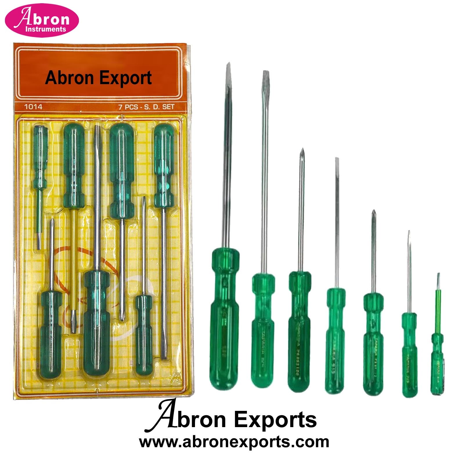 screw driver set of 7 differ with steel hardened and pastic handle seperate set abron AT-35S7